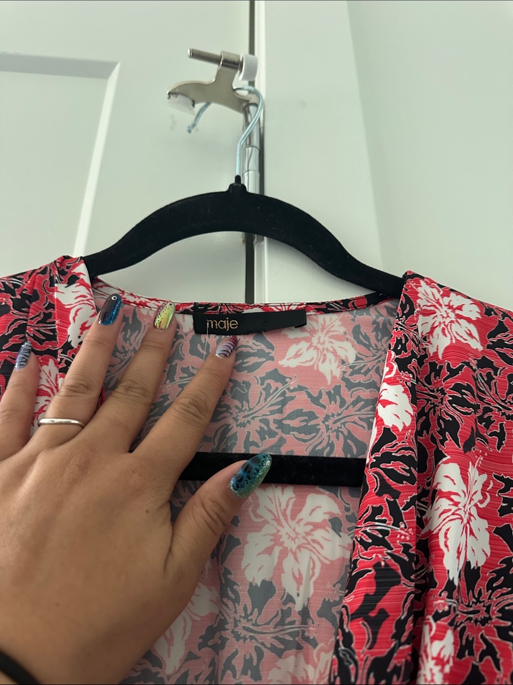 Maje Pink Floral Midi Dress - Picture 4 of 8
